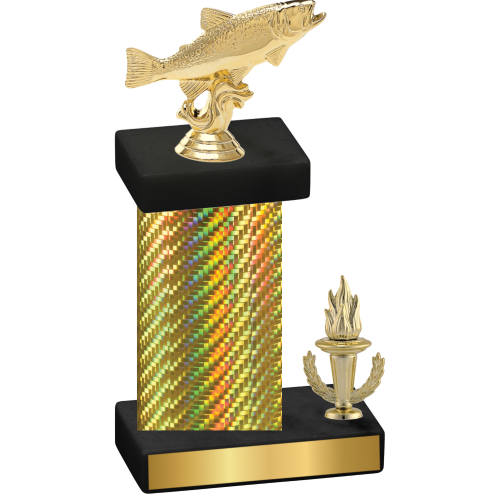 Accented Single Gold Carbon Fiber Victory Fishing Trophy