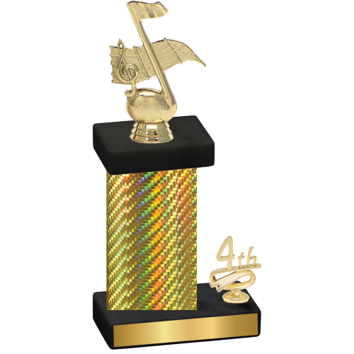 Accented Single Gold Carbon Fiber Fourth Place Music Trophy