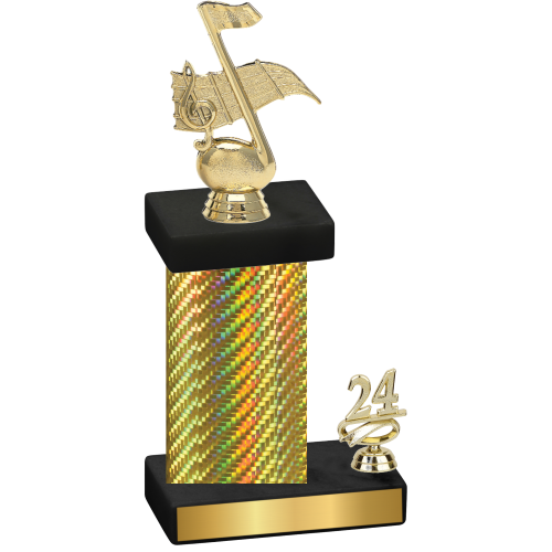 Accented Single Gold Carbon Fiber Year Music Trophy