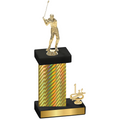 Accented Single Gold Carbon Fiber First Place Golf Trophy