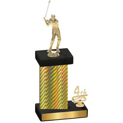 Accented Single Gold Carbon Fiber Fourth Place Golf Trophy