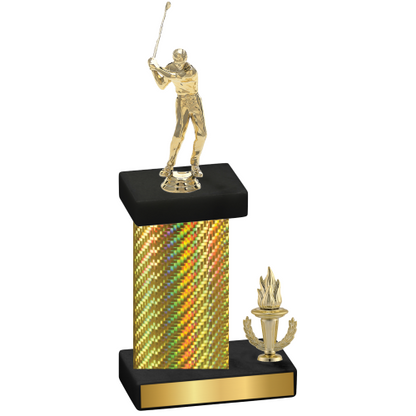 Accented Single Gold Carbon Fiber Victory Golf Trophy