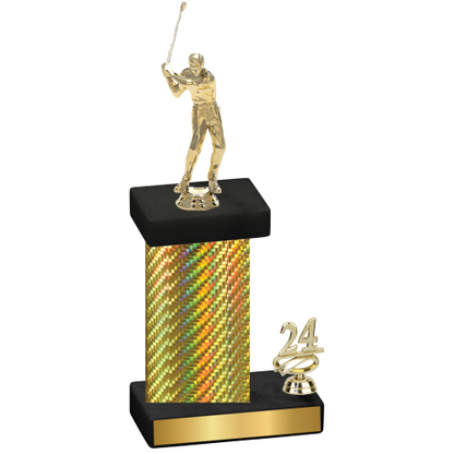 Accented Single Gold Carbon Fiber Year Golf Trophy