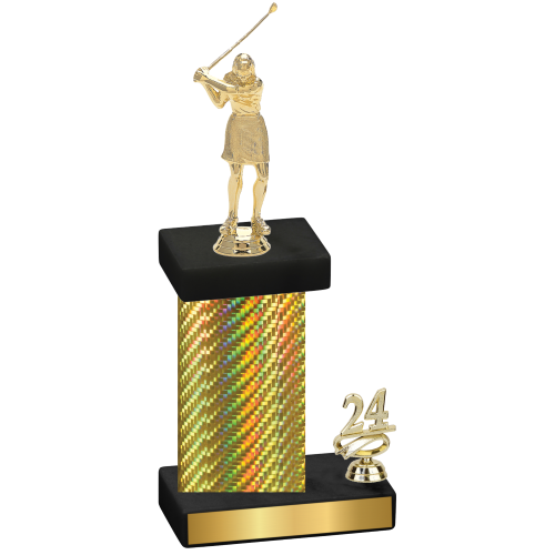 Accented Single Gold Carbon Fiber Year Golf Trophy