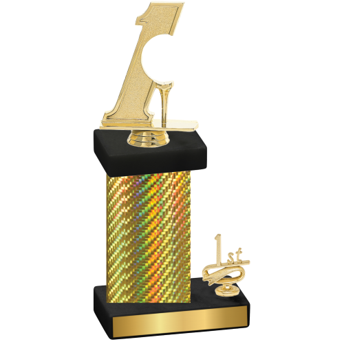 Accented Single Gold Carbon Fiber First Place Golf Trophy