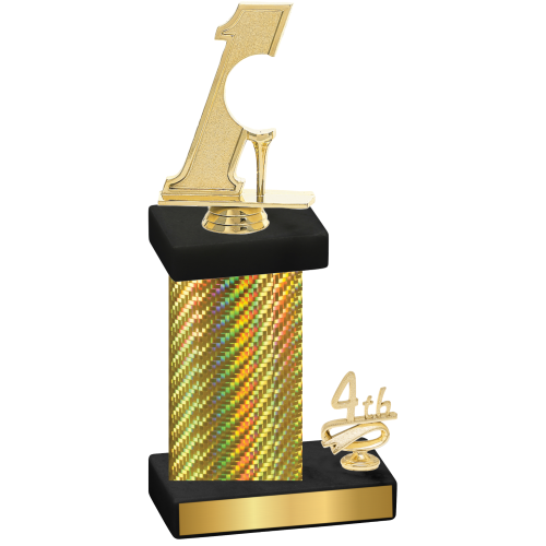 Accented Single Gold Carbon Fiber Fourth Place Golf Trophy