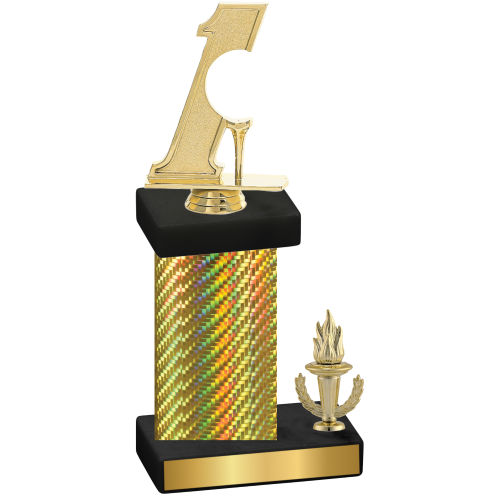 Accented Single Gold Carbon Fiber Victory Golf Trophy