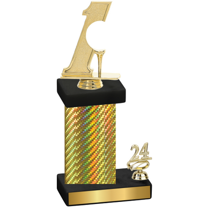 Accented Single Gold Carbon Fiber Year Golf Trophy