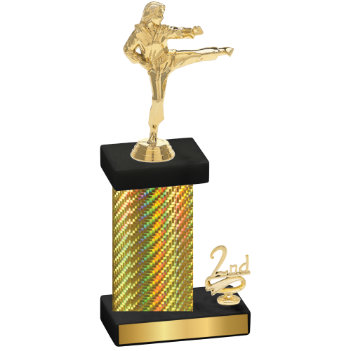 Accented Single Gold Carbon Fiber Second Place Karate Trophy