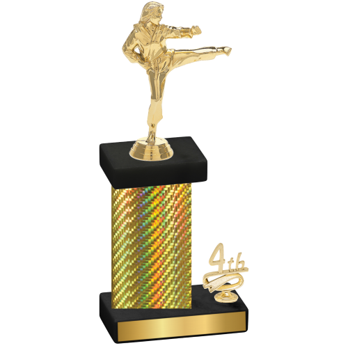 Accented Single Gold Carbon Fiber Fourth Place Karate Trophy