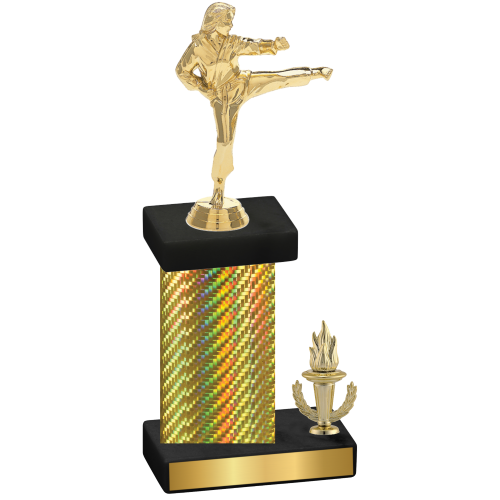 Accented Single Gold Carbon Fiber Victory Karate Trophy