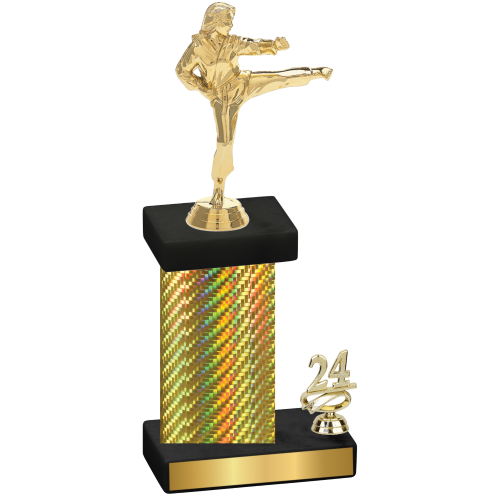 Accented Single Gold Carbon Fiber Year Karate Trophy