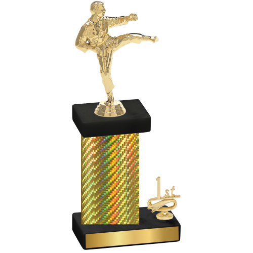 Accented Single Gold Carbon Fiber First Place Karate Trophy