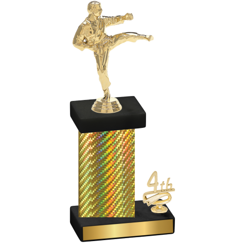 Accented Single Gold Carbon Fiber Fourth Place Karate Trophy