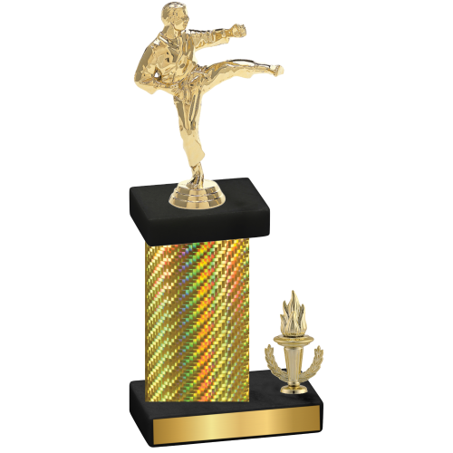 Accented Single Gold Carbon Fiber Victory Karate Trophy