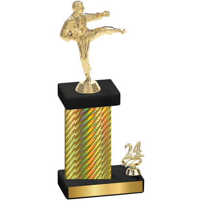 Accented Single Gold Carbon Fiber Year Karate Trophy