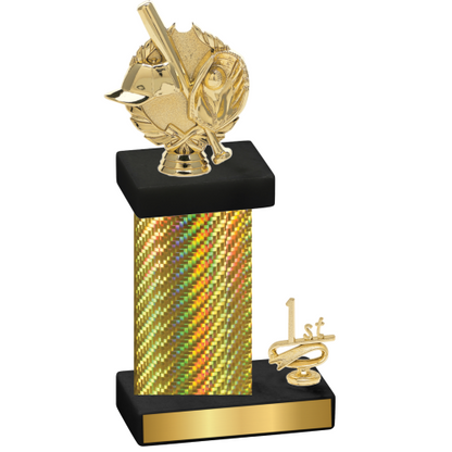 Accented Single Gold Carbon Fiber First Place Baseball Trophy