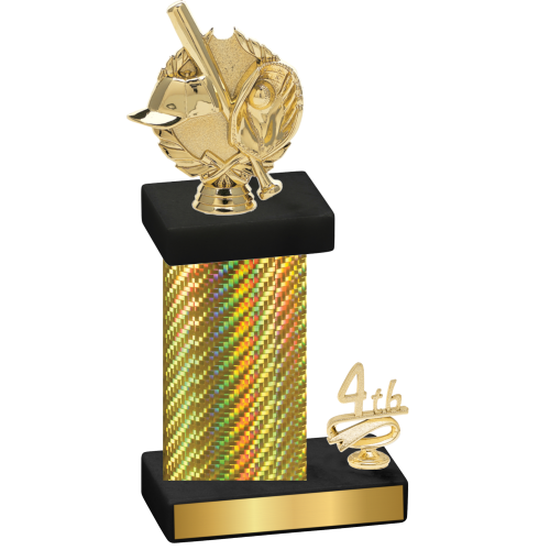 Accented Single Gold Carbon Fiber Fourth Place Baseball Trophy