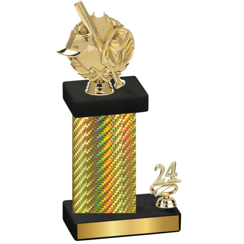 Accented Single Gold Carbon Fiber Year Baseball Trophy