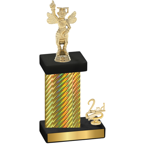 Accented Single Gold Carbon Fiber Second Place Academics Trophy