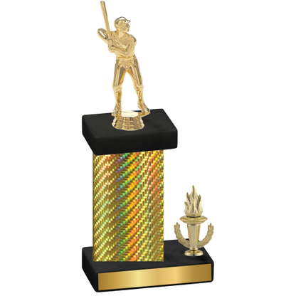 Accented Single Gold Carbon Fiber Victory Baseball Trophy