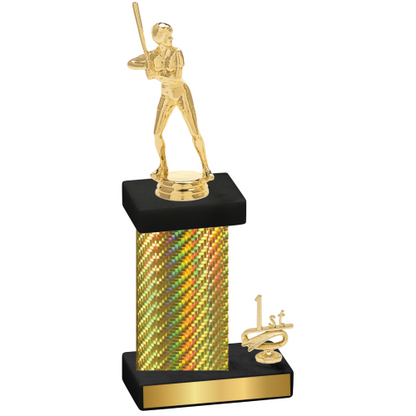 Accented Single Gold Carbon Fiber First Place Softball Trophy