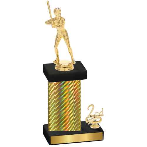 Accented Single Gold Carbon Fiber Second Place Softball Trophy