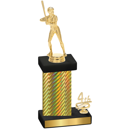 Accented Single Gold Carbon Fiber Fourth Place Softball Trophy