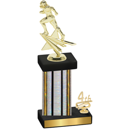 Accented Single Silver Glacier Fourth Place Football Trophy