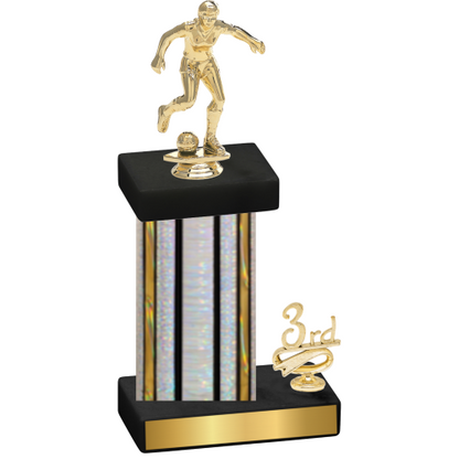 Accented Single Silver Glacier Third Place Soccer Trophy