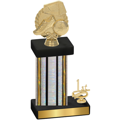Accented Single Silver Glacier First Place Soccer Trophy