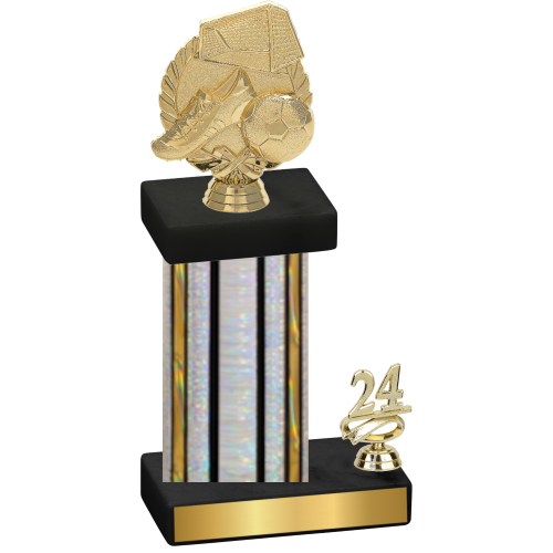 Accented Single Silver Glacier Year Soccer Trophy