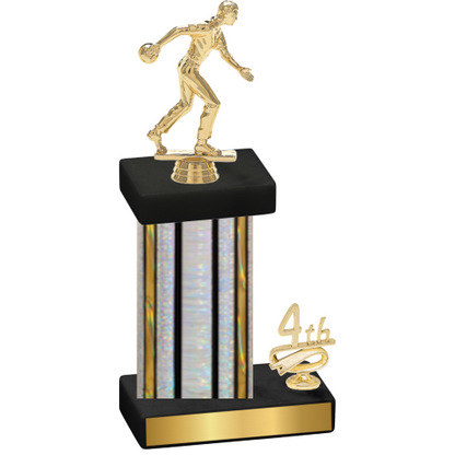 Accented Single Silver Glacier Fourth Place Bowling Trophy