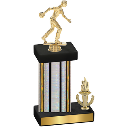 Accented Single Silver Glacier Victory Bowling Trophy