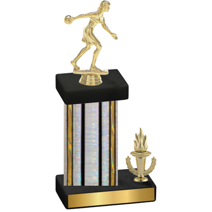Accented Single Silver Glacier Victory Bowling Trophy
