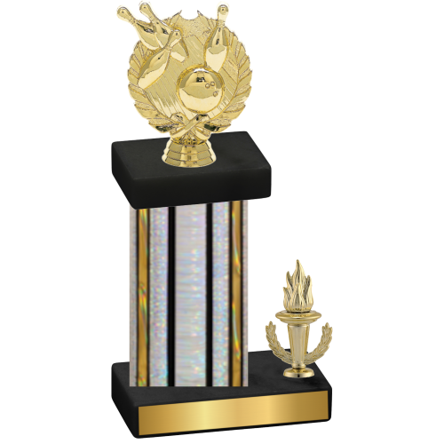 Accented Single Silver Glacier Victory Bowling Trophy