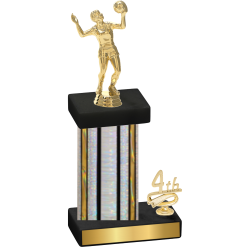 Accented Single Silver Glacier Fourth Place Volleyball Trophy