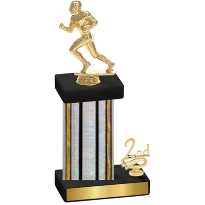Accented Single Silver Glacier Second Place Football Trophy