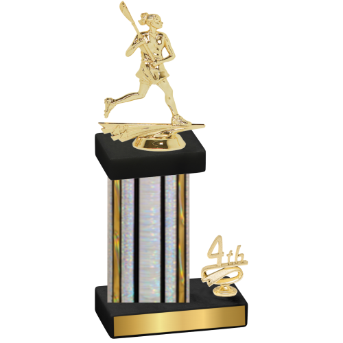 Accented Single Silver Glacier Fourth Place Lacrosse Trophy