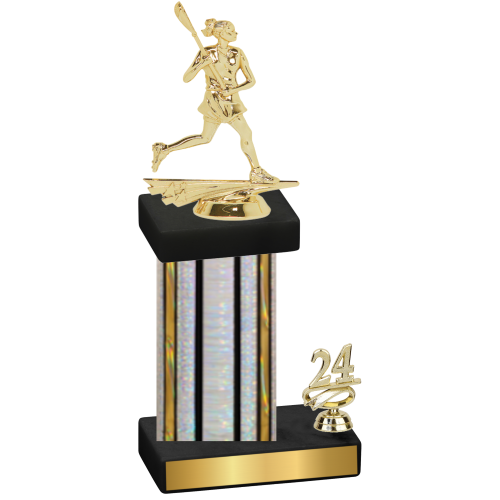 Accented Single Silver Glacier Year Lacrosse Trophy
