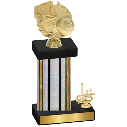 Accented Single Silver Glacier First Place Basketball Trophy