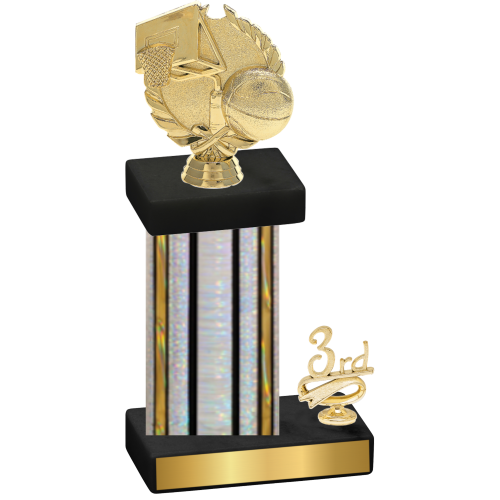 Accented Single Silver Glacier Third Place Basketball Trophy