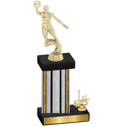 Accented Single Silver Glacier First Place Basketball Trophy