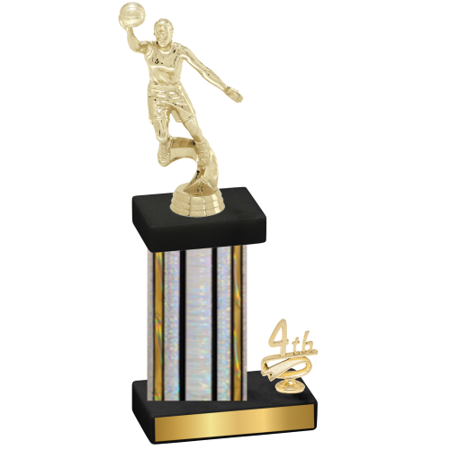 Accented Single Silver Glacier Fourth Place Basketball Trophy