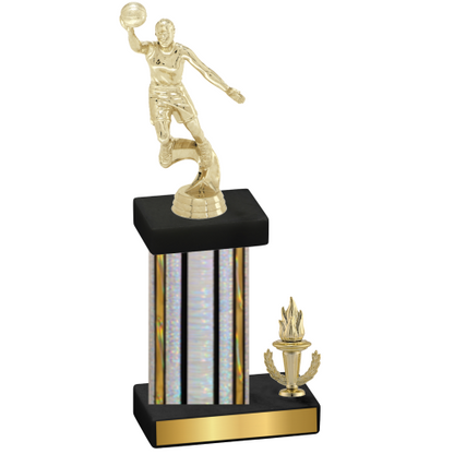 Accented Single Silver Glacier Victory Basketball Trophy