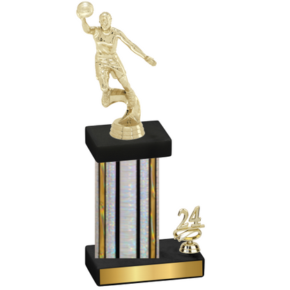 Accented Single Silver Glacier Year Basketball Trophy
