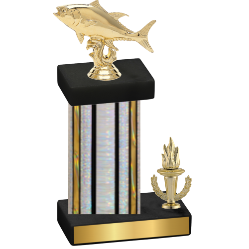 Accented Single Silver Glacier Victory Fishing Trophy