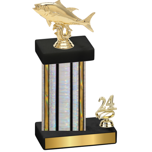 Accented Single Silver Glacier Year Fishing Trophy