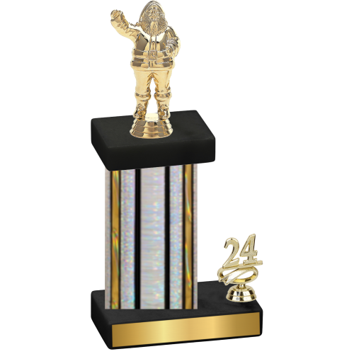 Accented Single Silver Glacier Year Holiday Trophy