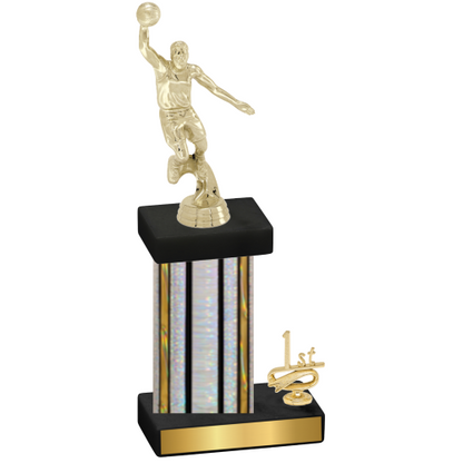 Accented Single Silver Glacier First Place Basketball Trophy